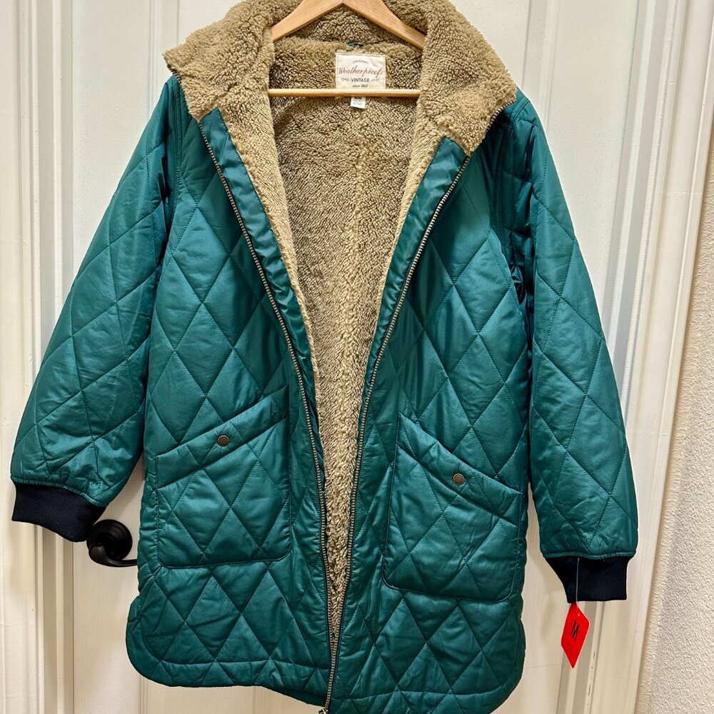 Weatherproof Women's Quilted Parka Jacket Coat Sherpa Lined Size M Green (NEW) - Picture 13 of 14